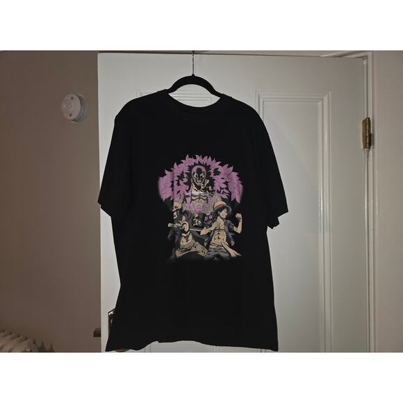 Uniqlo UT One Piece Luffy Law Doflamingo T Shirt Black Size Large Anime Manga - Picture 1 of 9